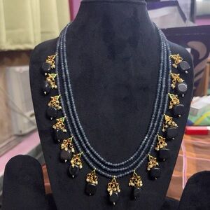 Black and Gold Multi-Strand Statement Necklace